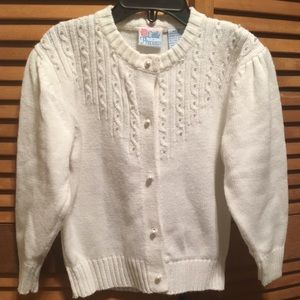 Little Precious White Pearl Beaded Cardigan